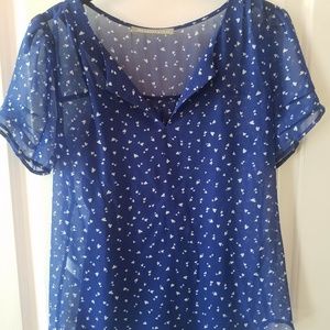 Daniel Rainn Blue Silk Top